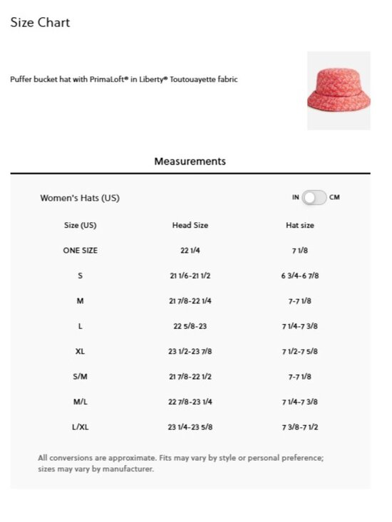 J. Crew Liberty Print PrimaLoft Puffer Bucket Hat Red Pink M/L main image 4